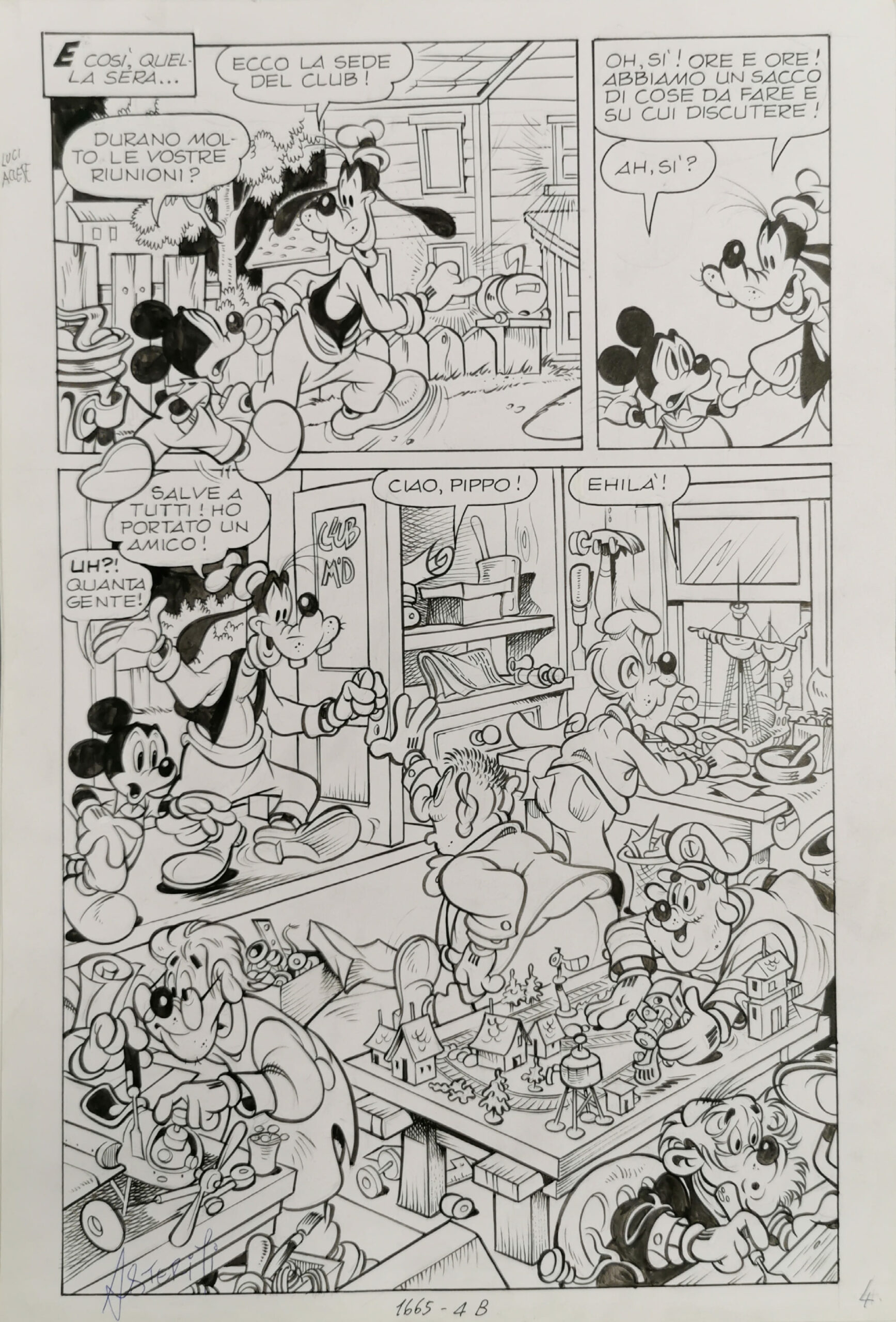 Tavola  Originale di Sergio Asteriti –  Topolino n. 1665 “Topolino e L’impresa modellistica” pag.4