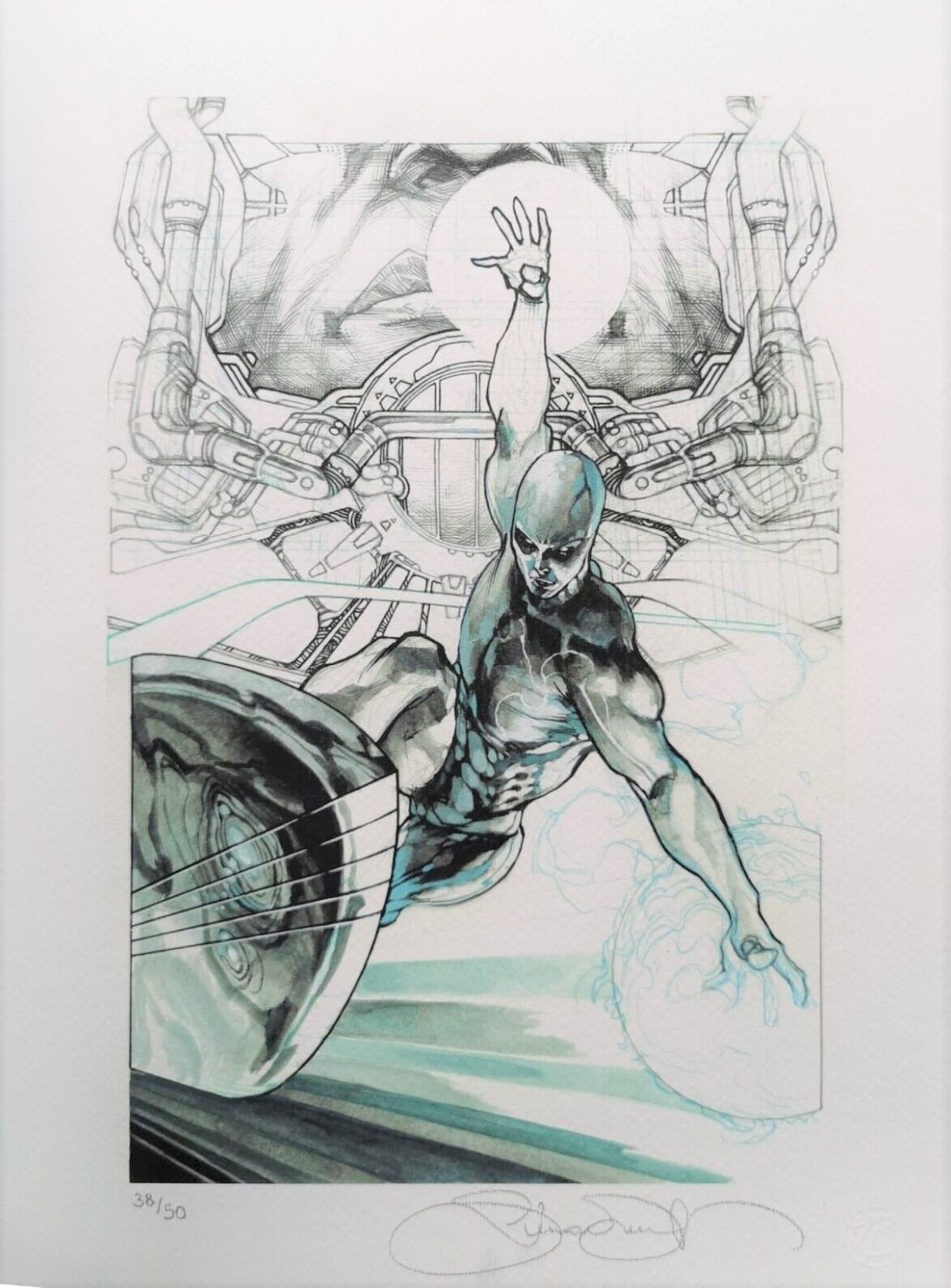 Litografia Simone Bianchi – Ed. Limitata 38/50 – Firmata – Silver Surfer