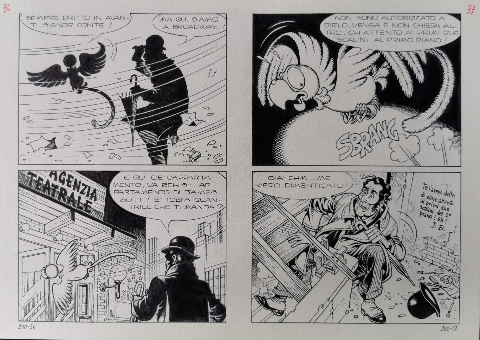 Tavola originale – Alan Ford n. 200 pagg. 36 e 37