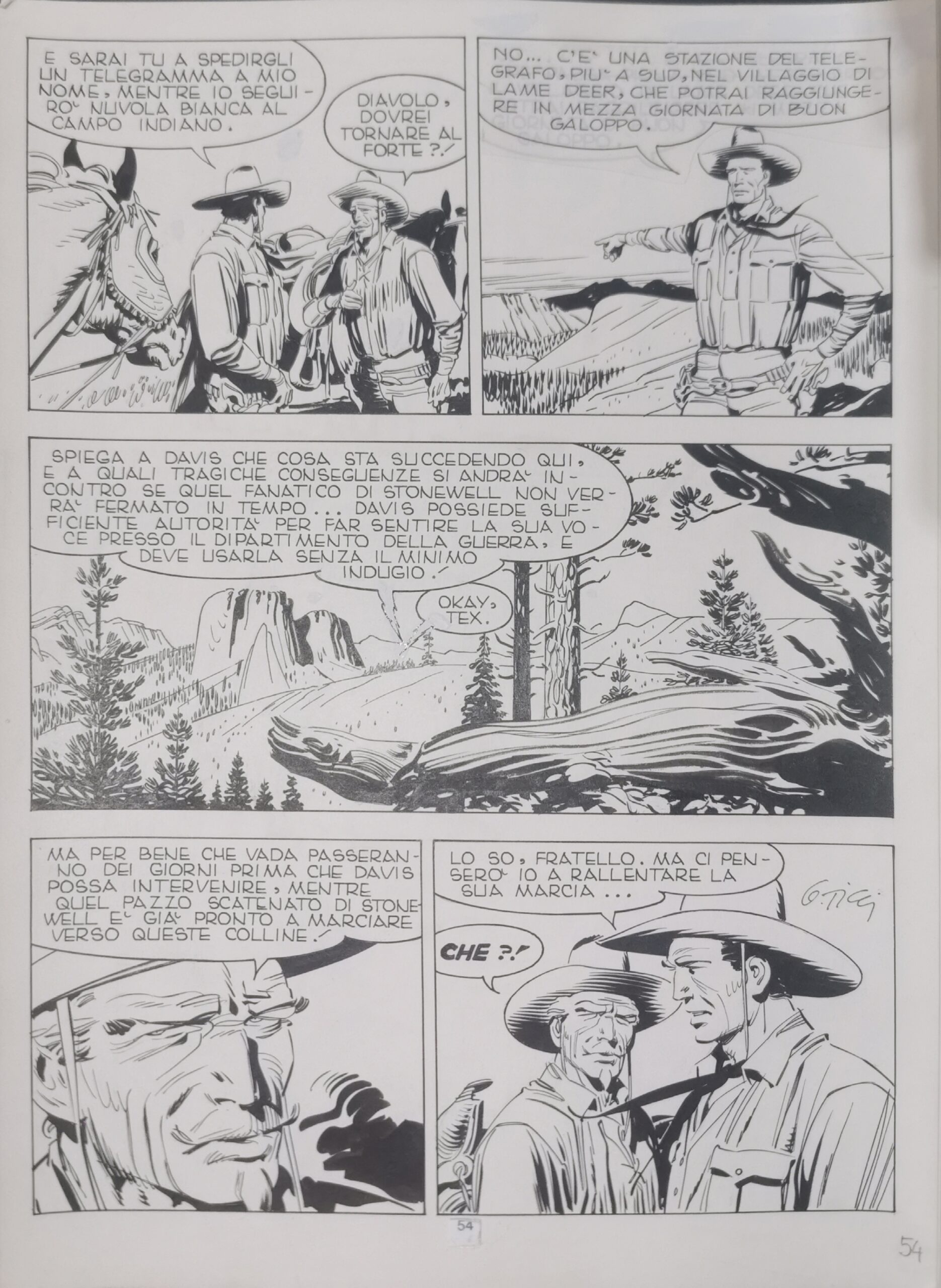 Tavola originale Tex n. 360 ” Le Colline del Vento” – Ticci Giovanni – pag. 54