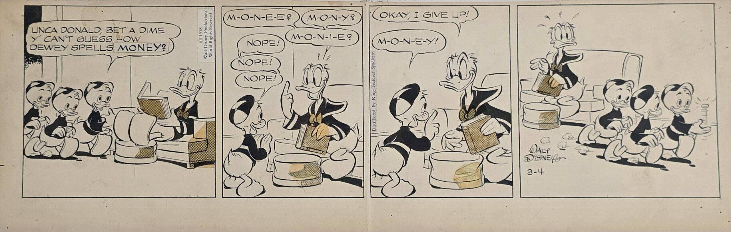 Original Strip Al Taliaferro – Donald Duck 03-04-58
