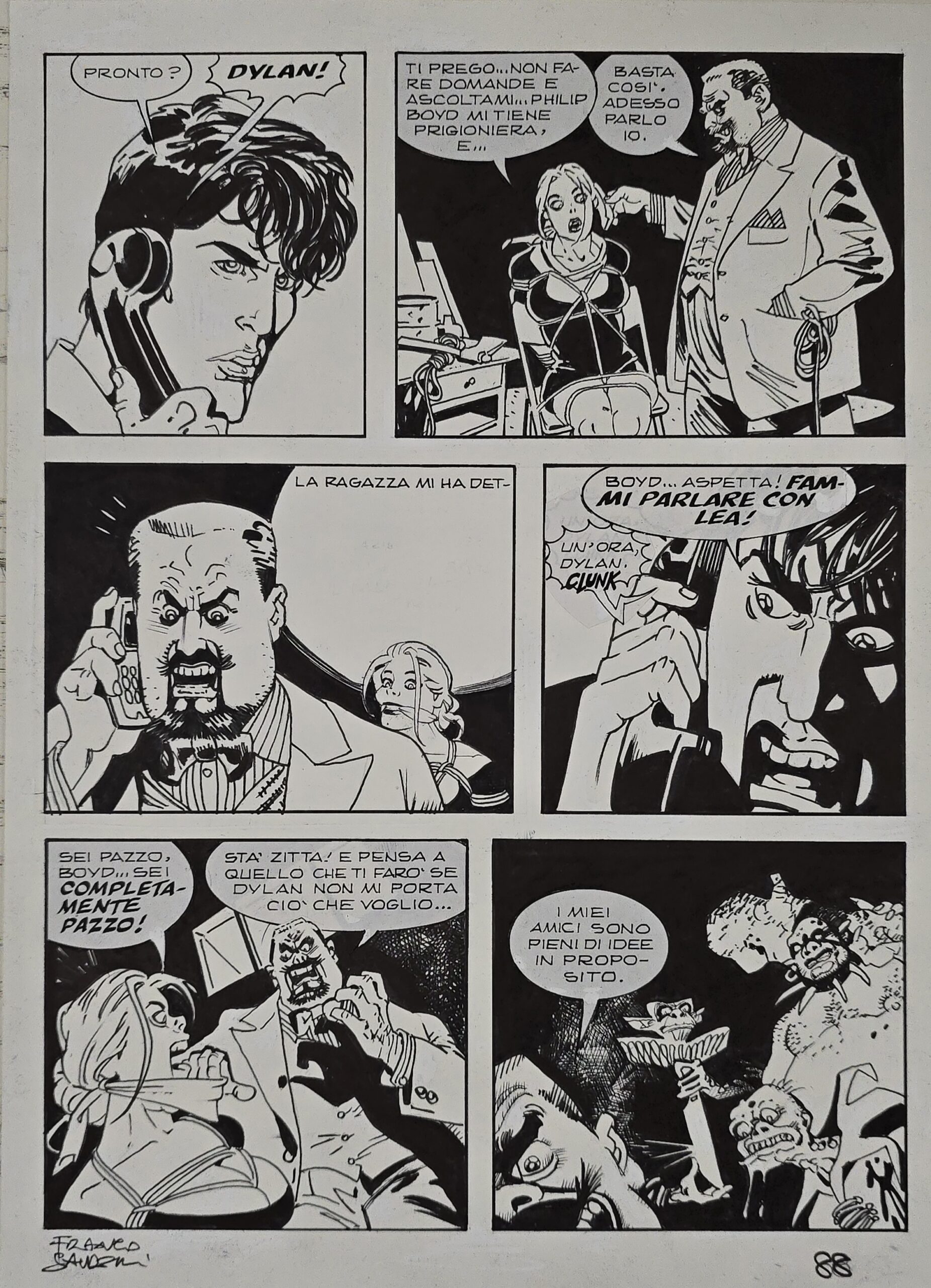 Tavola originale Franco Saudelli Dylan Dog n. 256 “Il feroce Takurr” pag. 88