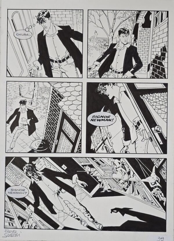 Tavola originale Franco Saudelli Dylan Dog n. 256 "Il feroce Takurr" pag. 39