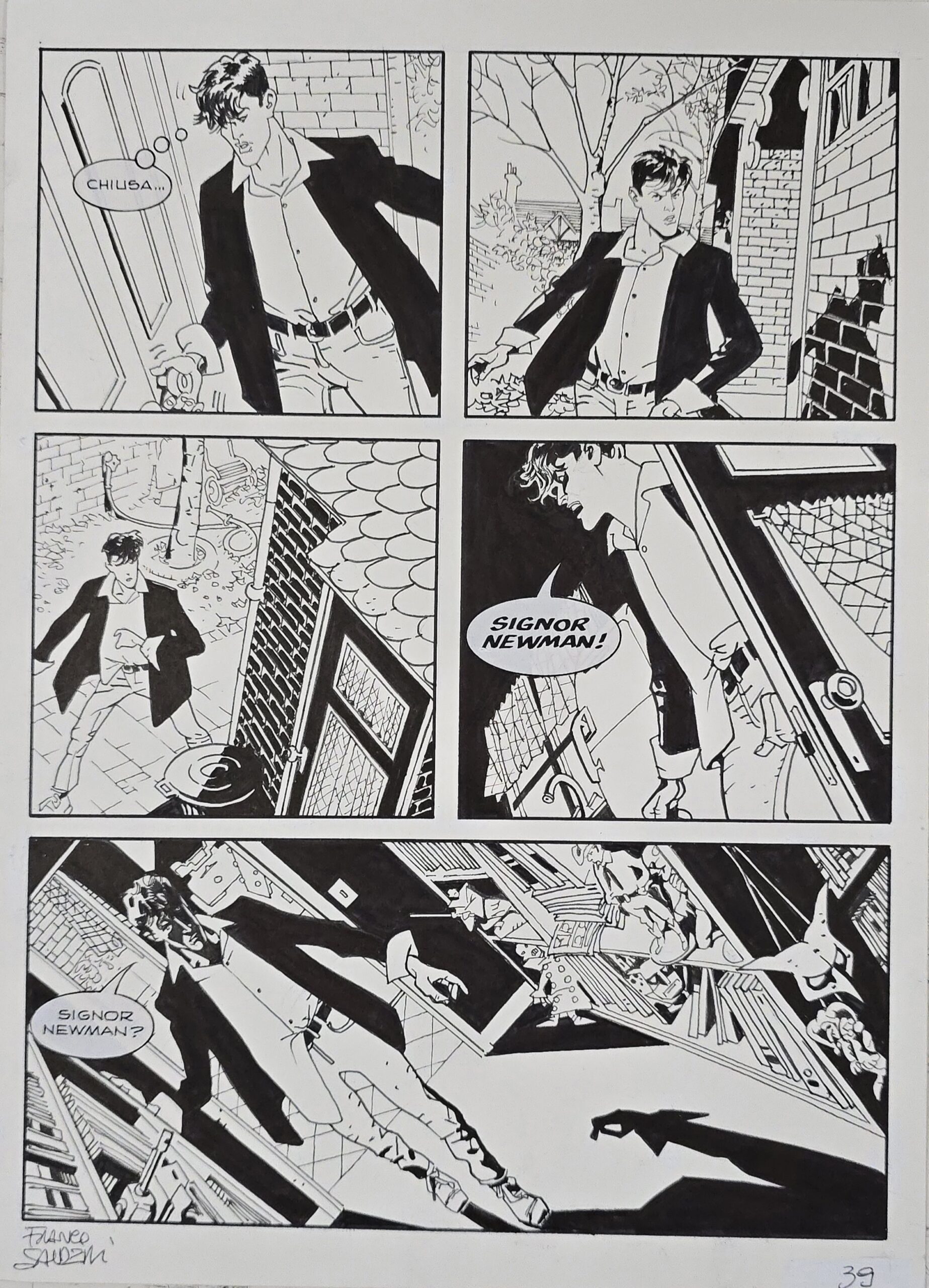 Tavola originale Franco Saudelli Dylan Dog n. 256 “Il feroce Takurr” pag. 39