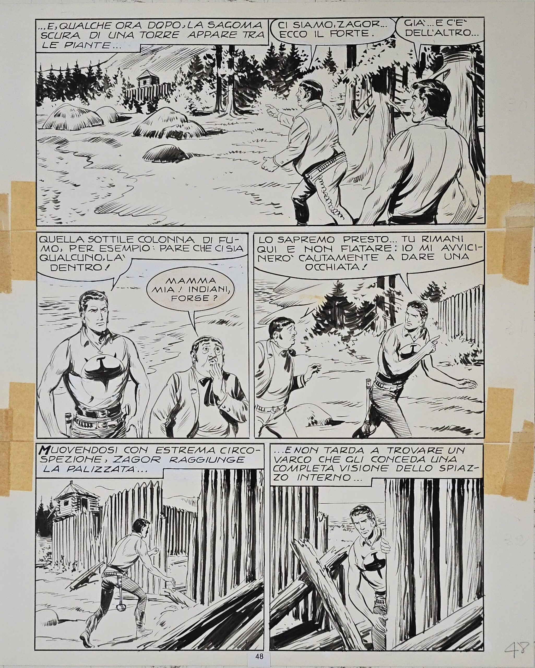 Tavola originale Gallieno Ferri Zagor n.24 ” Le Jene del mare” Pag. 48