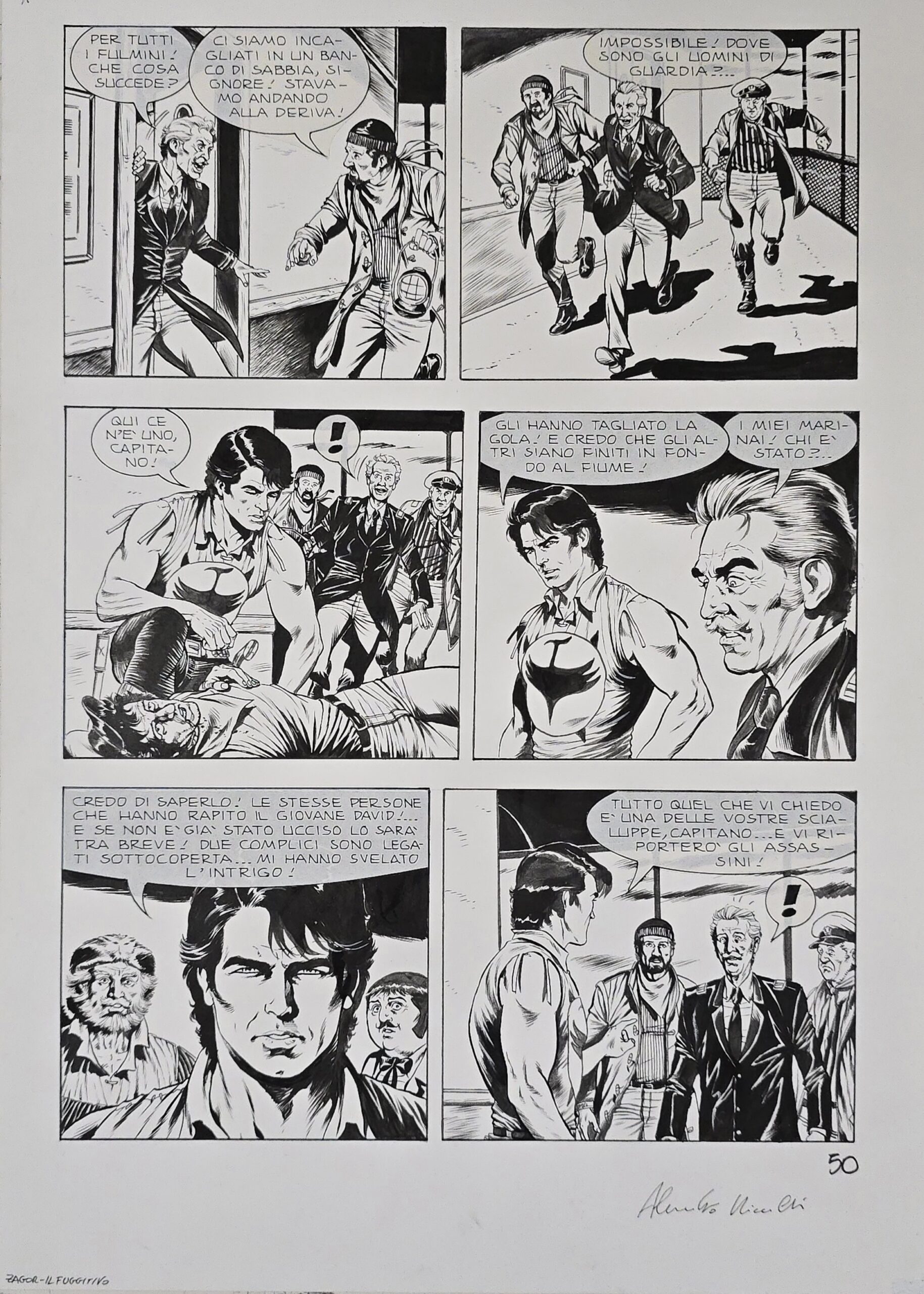Tavola originale Alessandro Piccinelli  Zagor n. 493 “Mississippi” p. 50